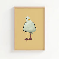 Seagull Painting | Bird Art Print | Yellow Sand - Unframed