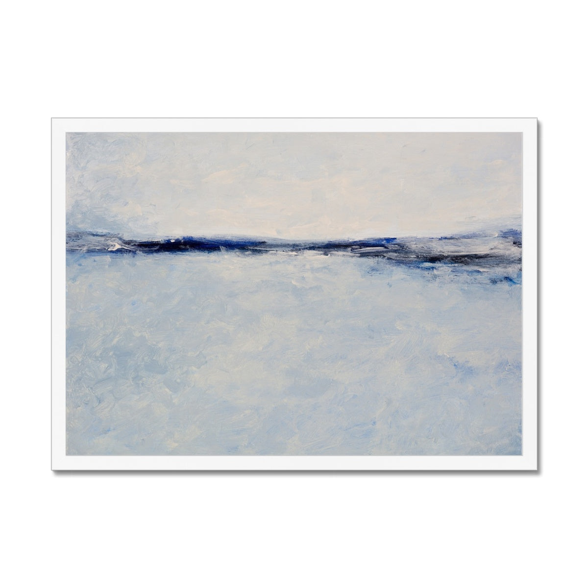 Tide Beach Print | Navy Blue | Abstract Sea Painting - Framed Wall Art