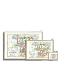 Abersoch is my Happy Place Quote on Vintage North Wales Map Print - Framed