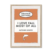 Autumn Leaves Quote on Vintage Book Cover  Print - Framed