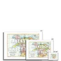 Abersoch is our Happy Place Quote on Vintage North Wales Map Wall Art - Framed