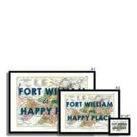 Fort William Map Print - My Happy Place Navy Framed Print