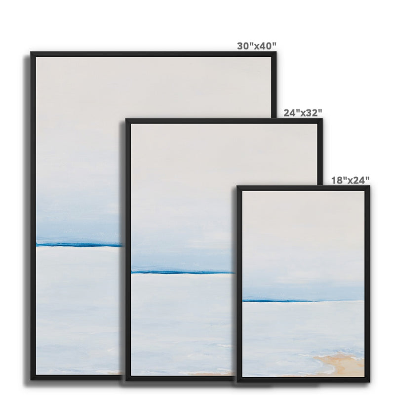 Modern Abstract Coastal Painting No 3 | Minimal Sea Painting - Framed Canvas 