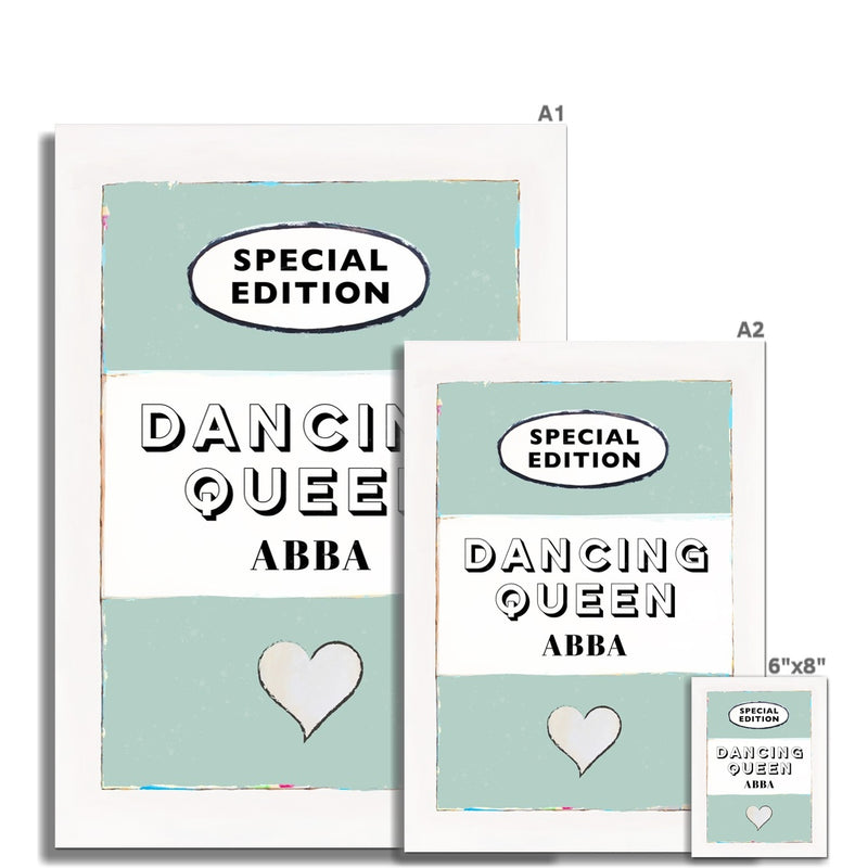 Dancing Queen Quote on  Vintage Style Book Cover Print in Green  - Unframed