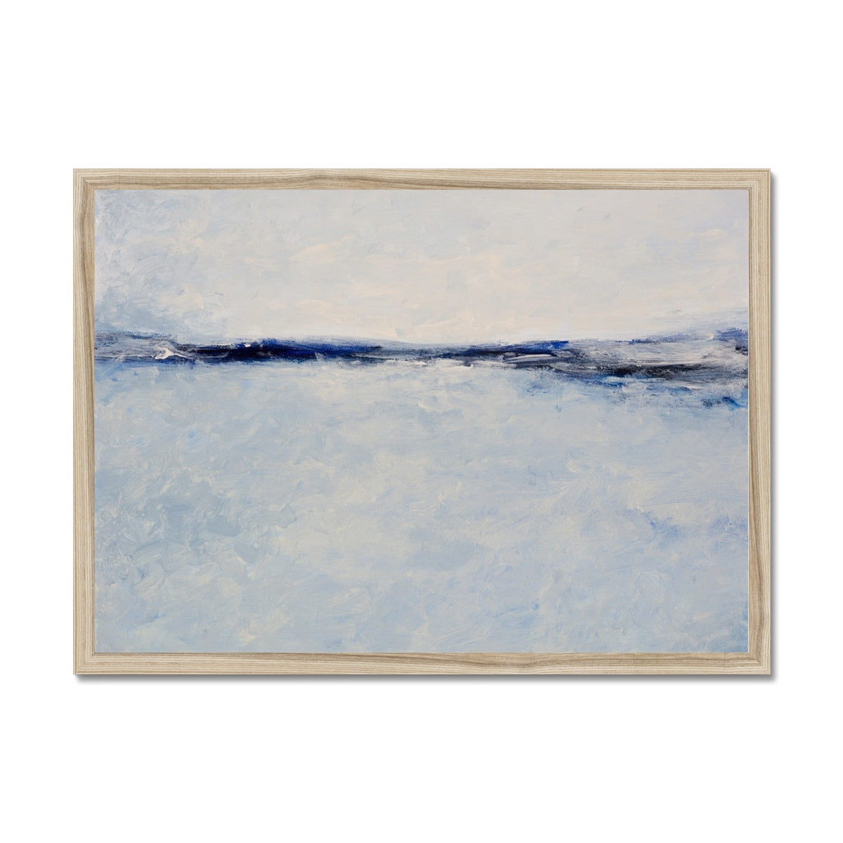 Tide Beach Print | Navy Blue | Abstract Sea Painting - Framed Wall Art