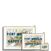 Fort William Map Print - My Happy Place Navy Framed Print