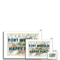 Fort William Map Print - My Happy Place Navy Framed Print