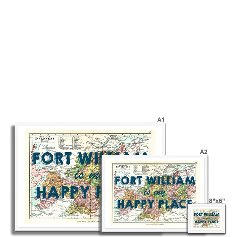 Fort William Map Print - My Happy Place Navy Framed Print
