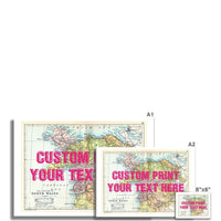 North Wales (Pink Vintage Font) Personalised Map Print | Vintage Map Wall Art - Unframed