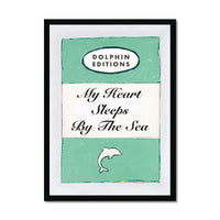 My Heart Sleeps (Jade) Quote on  Vintage Style Book Cover Print  - Framed