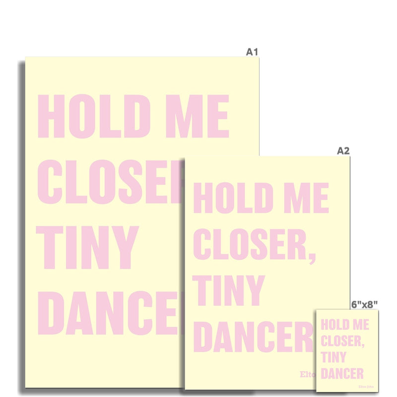 Tiny Dancer (Yellow) Song Lyric Typography Art Print - Unframed Beach House Art - Vintage bird paintings