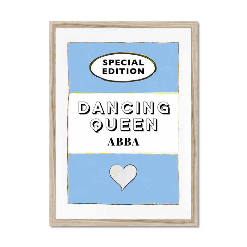 Dancing Queen Quote on  Vintage Style Book Cover Print in Blue  - Framed