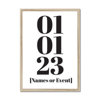 Personalised Date Art | Your Special Date Art Print | Black & White - Framed