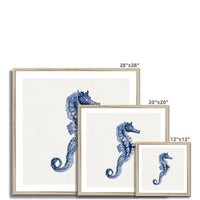 Indigo Dot Watercolour Seahorse Painting | Seahorse Art - Framed Art Print
