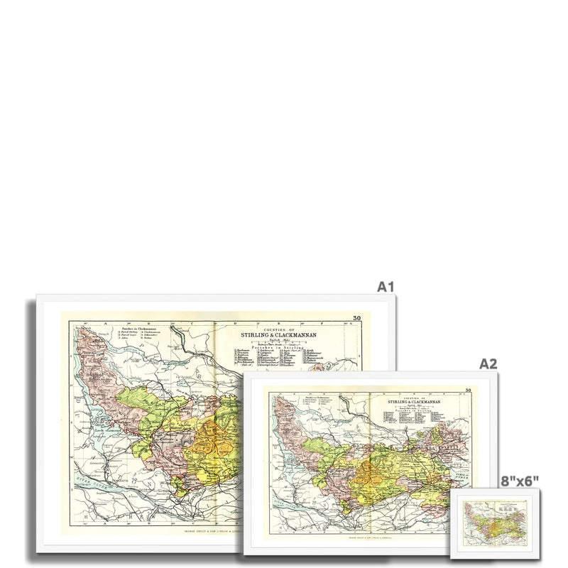 Stirling and Clackmannanshire Map Print - Framed