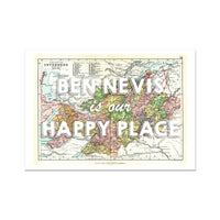 Ben Nevis Map Print | Our Happy Place Map In White - Framed Print