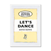 Let's Dance (Yellow) Lyric  on  Vintage Style Book Cover Print - Framed