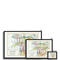 Abersoch is our Happy Place Quote on Vintage North Wales Map Wall Art - Framed