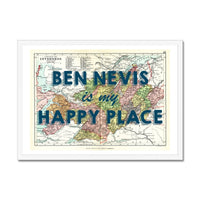 Ben Nevis Map Print Framed with white Frame