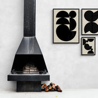 Abstract Shells No 1 - Black & Beige Abstract Wall Art – Framed - Beach House Art