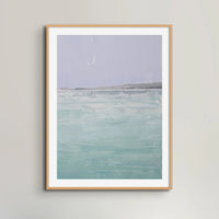 Blue Beach Art Print | Beach Painting - Framed Wall Art