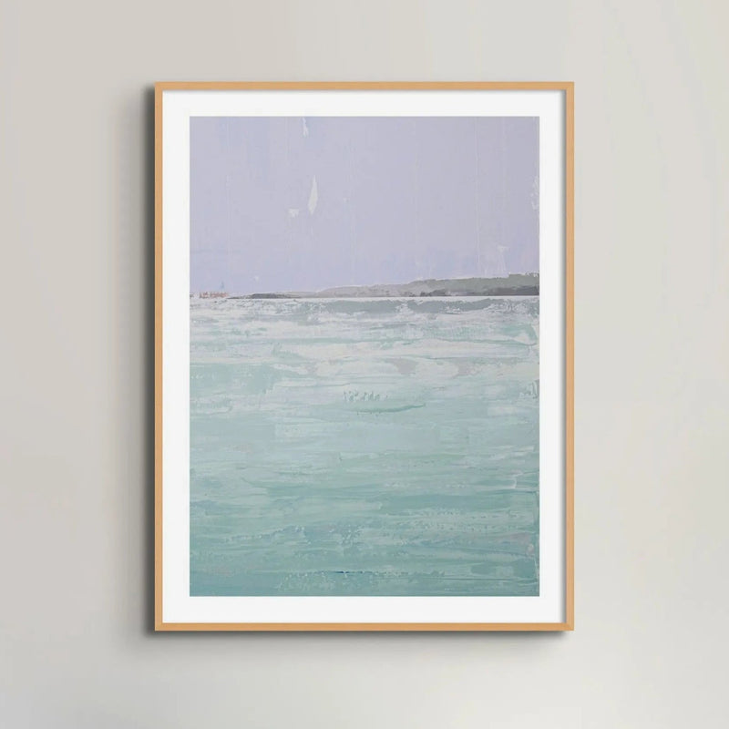 Blue Beach Art Print | Beach Painting - Framed Wall Art