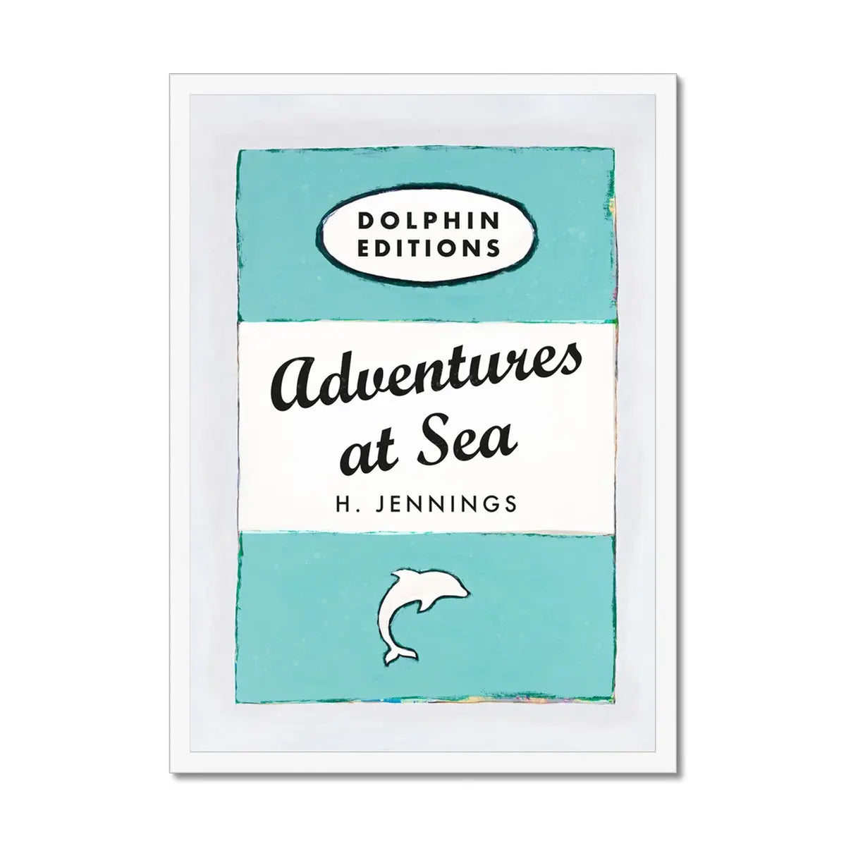 Adventures at Sea quote print on vintage style book cover | Aqua Blue - Framed