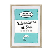 Adventures at Sea quote print on vintage style book cover | Aqua Blue - Framed