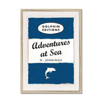 Adventures at Sea quote print on vintage style book cover | Navy - Framed