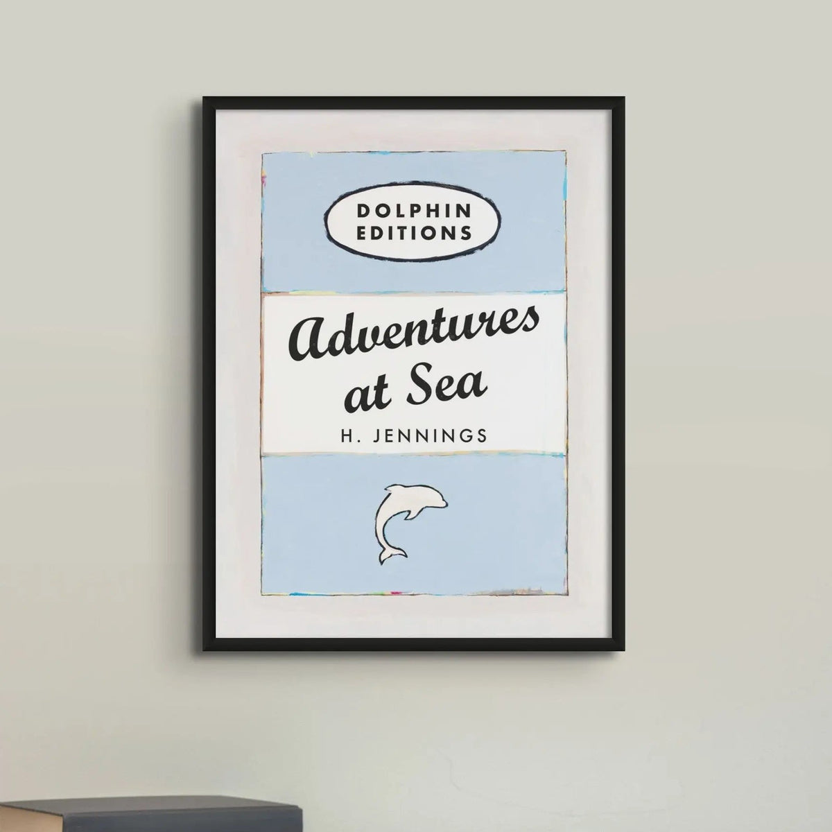 Adventures at Sea quote print on vintage style book cover |Blue - Unframed