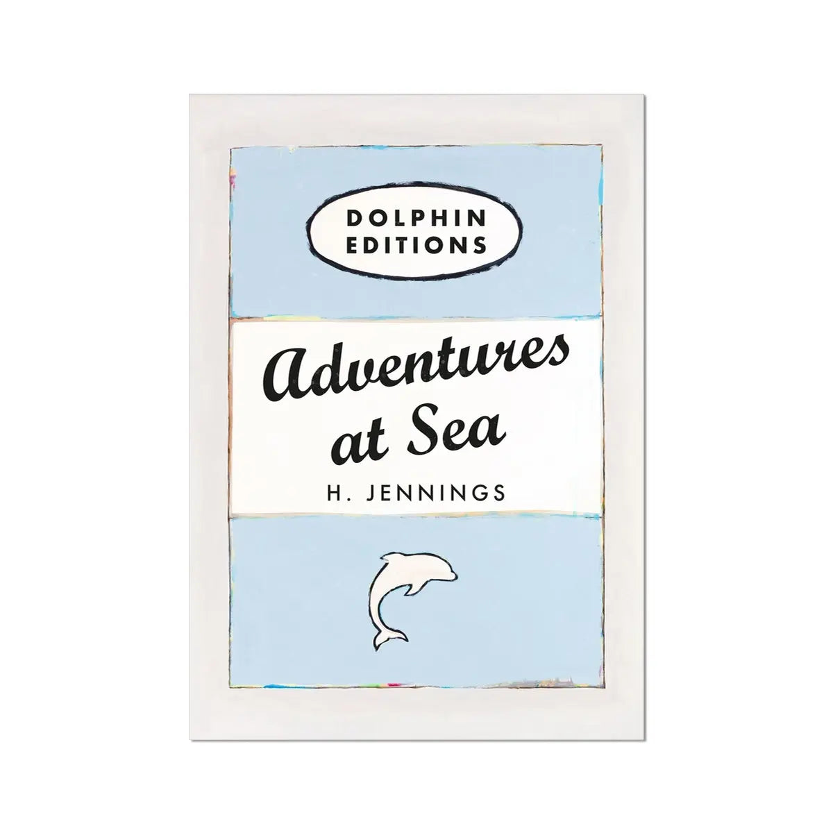 Adventures at Sea quote print on vintage style book cover |Blue - Unframed