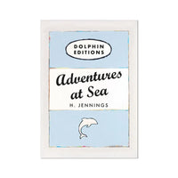 Adventures at Sea quote print on vintage style book cover |Blue - Unframed