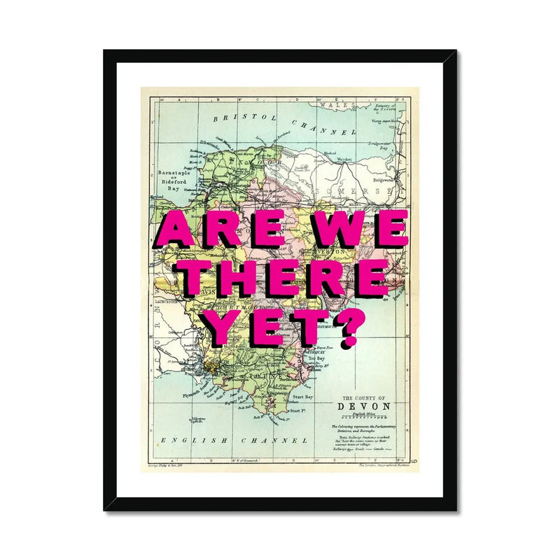 Are We There Yet? (Devon Map) Vintage Map Art - Framed - Beach House Art