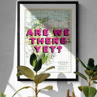 Are We There Yet? (Devon Map) Vintage Map Art - Framed - Beach House Art