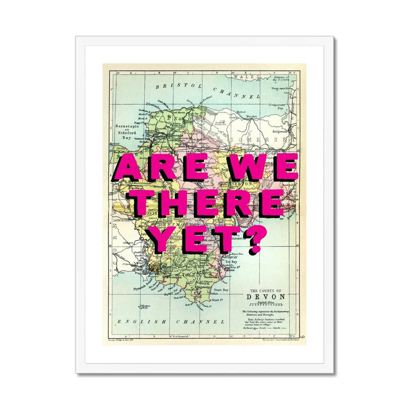 Are We There Yet? (Devon Map) Vintage Map Art - Framed - Beach House Art
