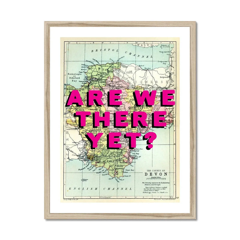 Are We There Yet? (Devon Map) Vintage Map Art - Framed - Beach House Art