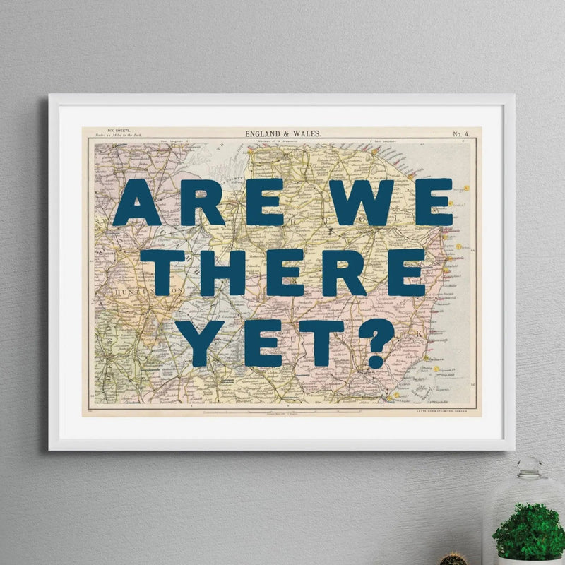 Are We There Yet? (East Anglia Map) Vintage Map Art - Framed - Beach House Art