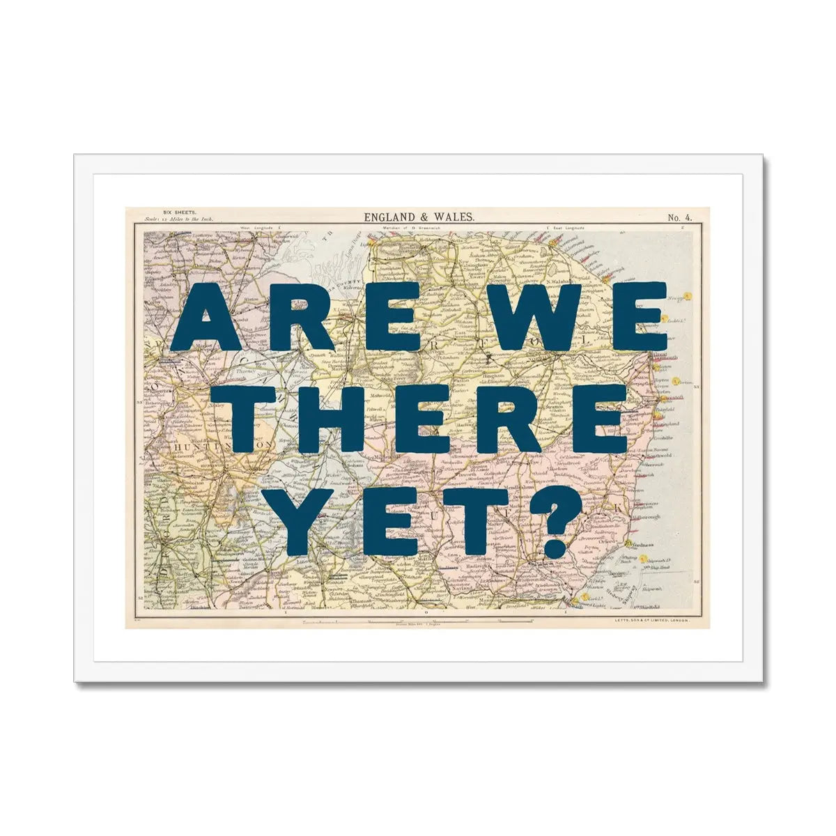 Are We There Yet? (East Anglia Map) Vintage Map Art - Framed - Beach House Art