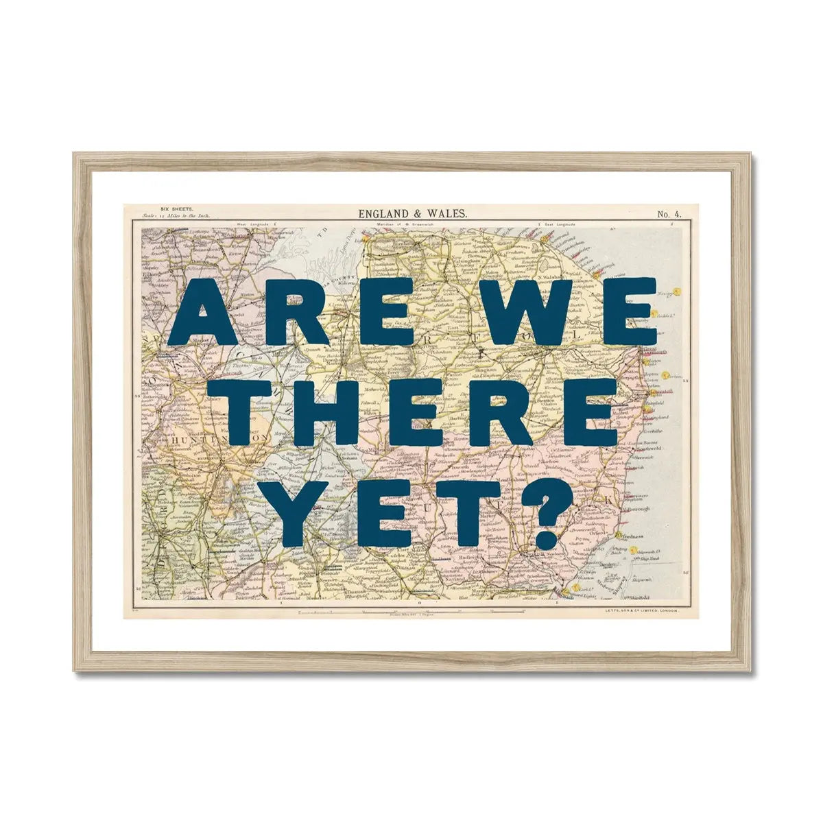 Are We There Yet? (East Anglia Map) Vintage Map Art - Framed - Beach House Art