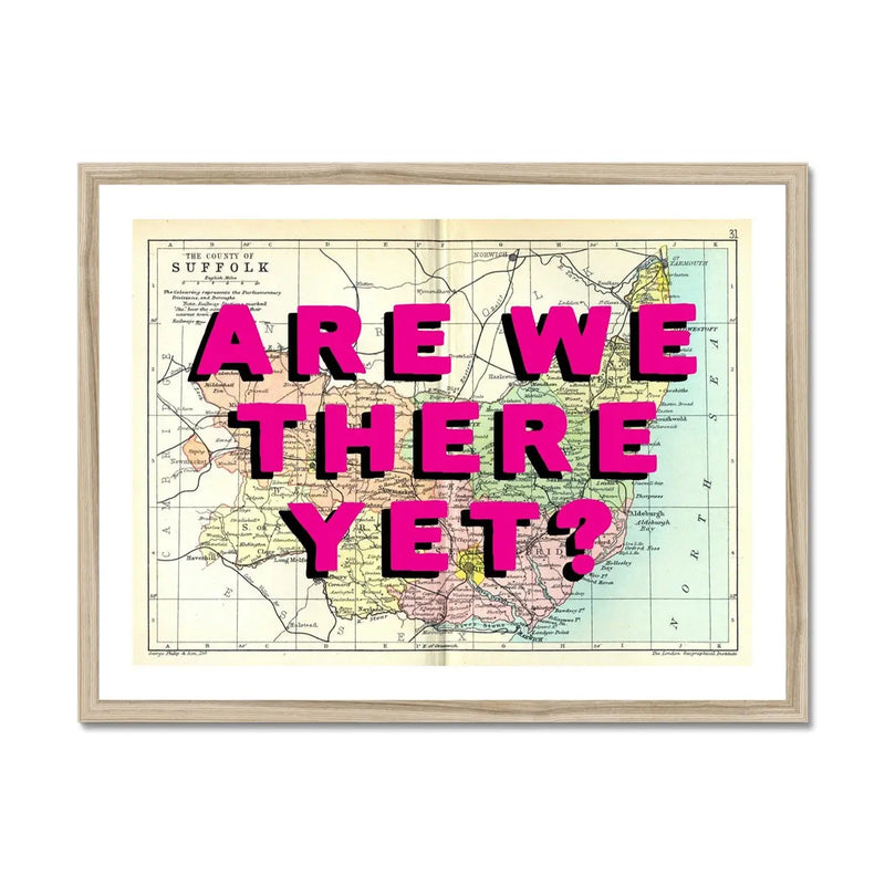 Are We There Yet? (Suffolk Map) Vintage Map Art - Framed - Beach House Art