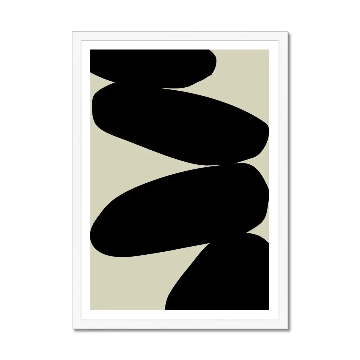 Balancing Stones Art Print | Monochrome Scandi Wall Art | Solid Shape Art Print - Framed Wall Art