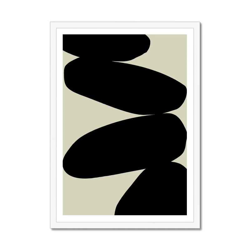 Balancing Stones Art Print | Monochrome Scandi Wall Art | Solid Shape Art Print - Framed Wall Art
