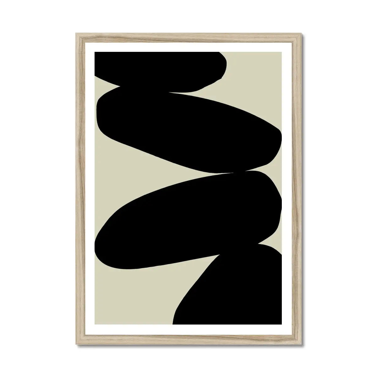 Balancing Stones Art Print | Monochrome Scandi Wall Art | Solid Shape Art Print - Framed Wall Art