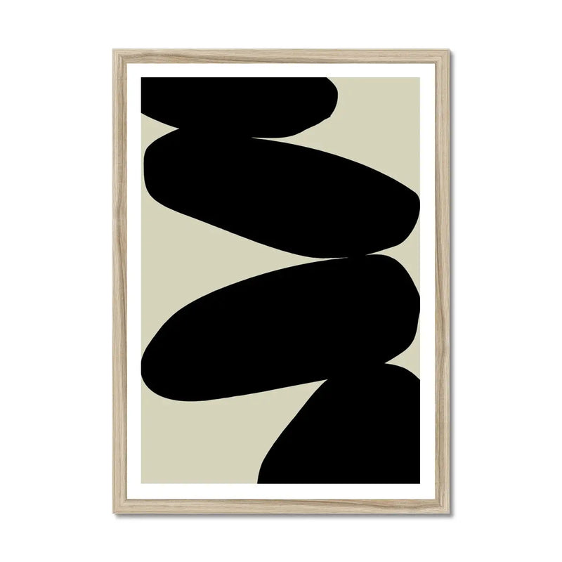Balancing Stones Art Print | Monochrome Scandi Wall Art | Solid Shape Art Print - Framed Wall Art
