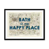 Bath is my Happy Place Art Print | Vintage Map Print of Bath - Framed Wall Art