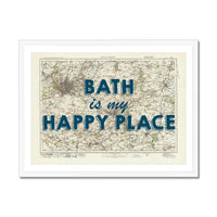 Bath is my Happy Place Art Print | Vintage Map Print of Bath - Framed Wall Art