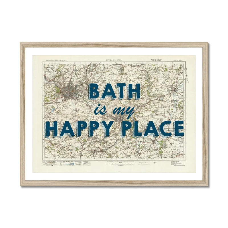 Bath is my Happy Place Art Print | Vintage Map Print of Bath - Framed Wall Art