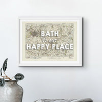Bath is our Happy Place Art Print  | Vintage Map Print of Bath - Unframed Wall Art