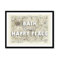 Bath is our Happy Place Art Print | Vintage Map Print of Bath - Framed Wall art