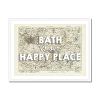 Bath is our Happy Place Art Print | Vintage Map Print of Bath - Framed Wall art